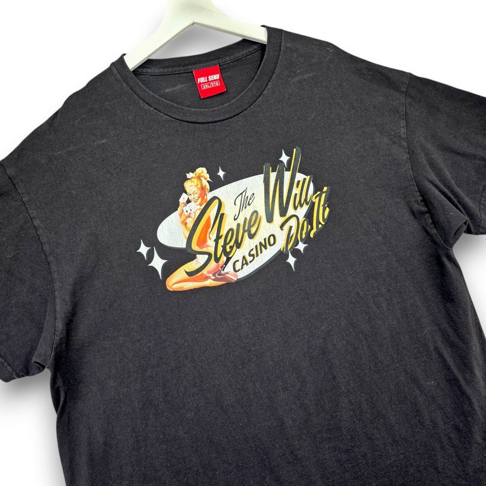 FULL SEND T-Shirt Men’s Black 2XL Graphic Pin-Up Steve Will Do It Casino Tee