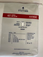 Stafford 4-Pack XL, Men’s Heavy Weight 100% Cotton V-Neck T-Shirt White X-Large.