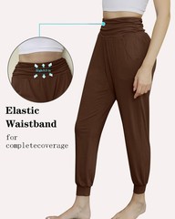 Women’s Brown Yoga Loose Fitness Jogging Drawstring Sweatpants with Pockets C…