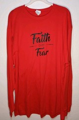 Shaka Active “Faith Over Fear” Long Sleeve T-Shirt Red 2XL 2TG Soft Spun