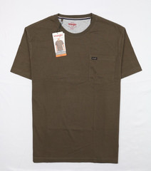 Wrangler Men’s Brown 2XL Pocket Tee Cotton Crew Neck Medium Weight