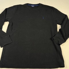 Polo Ralph Lauren Sleepwear XL Black Waffle Knit Long Sleeve Shirt