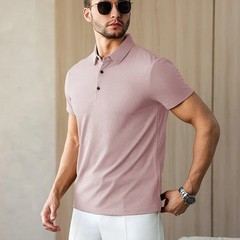 Men’s Breathable Solid Color Polo Shirt Summer Casual Business Top Tee Gift