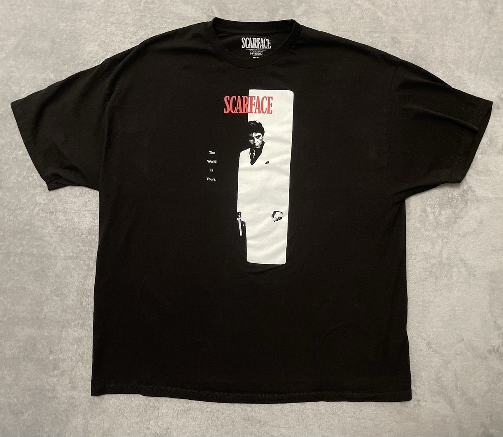 Scarface The World Is Yours T Shirt Mens 3XL Black Tony Montana Movie Hybrid Tee