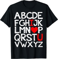 Alphabet ABC I Love You T Shirt Valentines Day Heart TShirt