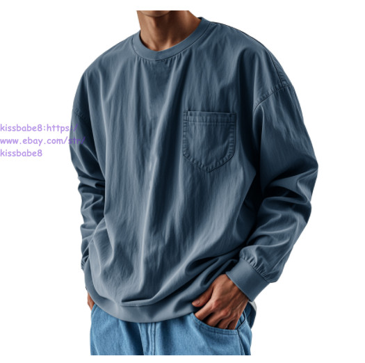 New Mens Long Sleeve T-Shirts Casual Crewneck Shirt Lightweight Pullover Tops