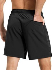 Men’s Running Athletic Shorts 7 Inch Quick Dry Lightweight Large, Black