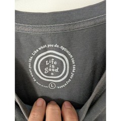 Life is Good Mens Large Gray Flag Graphic Short Sleeve Cotton Crusher T-Shirt