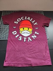 Eighty Eight Mens Burgundy Socially Distant mask t shirt Size small