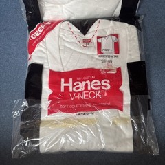 2- NOS 1979 HANES “Deep V” Cotton Men’s V-Neck T-Shirt 3 Pack Size Small S 34/36