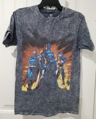 DC COMICS ORIGINALS Super Heroes Black T-Shirt Size Large Stonewashed