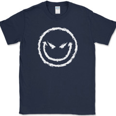 Evil Smiley Face T-Shirt Funny Rebel Biker Humor Sarcastic DJ Club Tee