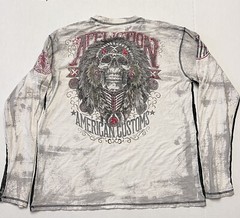 Affliction American Customs Men’s 3X L/S Native Biker Skull Shirt All Over Print
