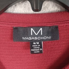 MAGASCHONI Mens Burgundy Long-Sleeve Shirt Size Medium Stretch Round Neck Soft