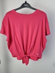M&S Goodmove Women’s Size 10 Pink Tie Front Top & Silver Grey Vests 3Pcs New