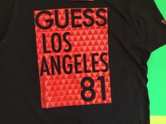GUESS Los Angeles Men’s Short Sleeve T-Shirt Size LARGE Black w/Red Cotton NEW