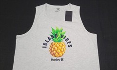 Hurley Men’s The One & Only Graphic Tank Top Island Vibes Pineapple Tank -gray
