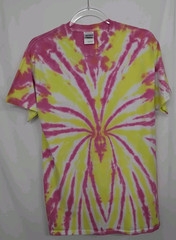 New Tie Dye Men’s T-Shirt Yellow Pink Adult Medium Multicolor Summer Spider