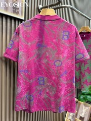 Men Designer Abstract Marble Print Cotton T-Shirt Retro Casual Short Sleeve Tee