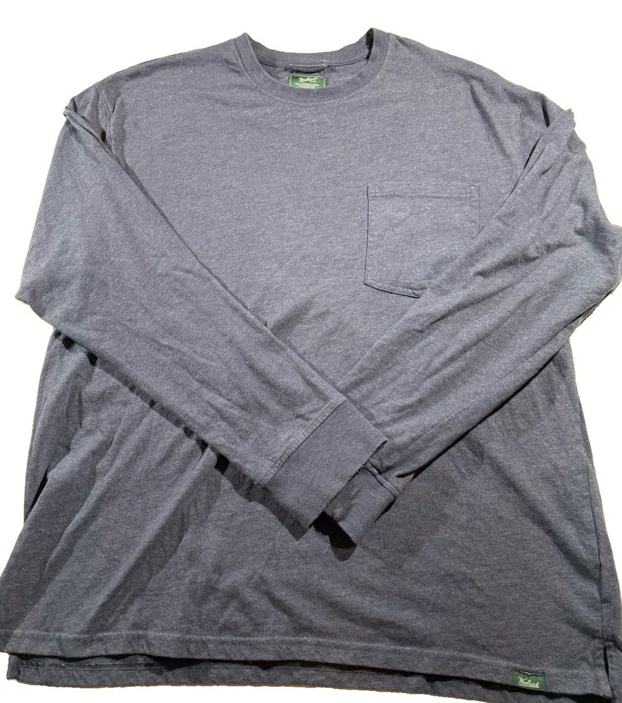 Woolrich Long Sleeve Shirt Mens XL Blue Pock Tee Green Label Collection