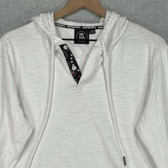 Barstool Sports Henley Shirt L White Lightweight Hooded Long Sleeve Pullover