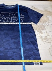 Mens Short Sleeve T-Shirt STAR WARS On Front Blue Camo Licensed Mad Engine EUC