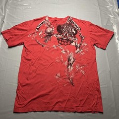Xtreme Couture Shirt Mens XL Red Skull Brass Knuckles Graphic Gothic Tee