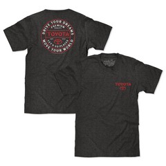 Toyota Drive Your Dreams Left Chest Front and Back Logo Mens T Shirt Charcoal