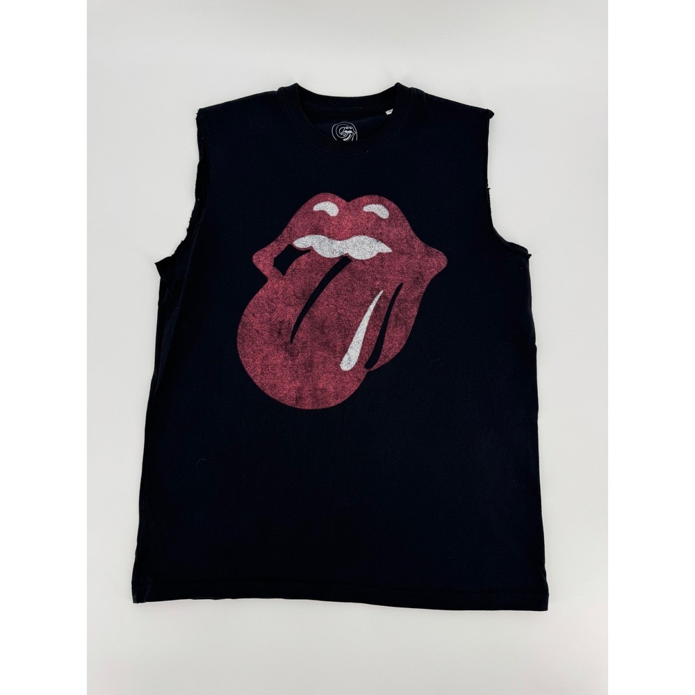 Rolling Stones No 9 Carnaby Logo Muscle Tank Top Black Cotton Mens Medium