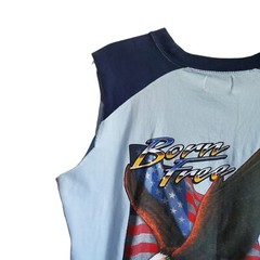 Biker Sleeveless Tee with Born Free Eagle USA Large 100% Cotton Large Pacific