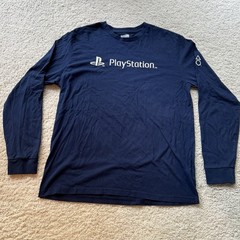 PlayStation Logo Navy Graphic Print Long Sleeve Crew Neck T-Shirt Size L