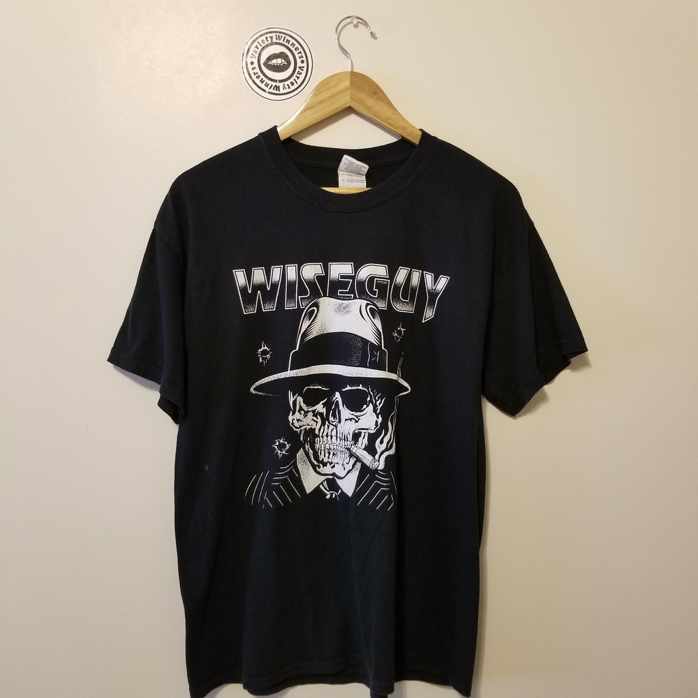 Mafia Wiseguy Mob Gangster Bullet Holes Skull Gildan Tee Y2k Retro vtg