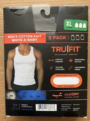 TRUFIT 3 PACK MEN’S XL COTTON KNIT WHITE A-SHIRT COOL DRY STRETCH COMFORT TAGFRE