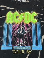 AC DC Shirt L Black Acid Bleach Who Made Who Wash Band Tee Tour 86 Rock Music