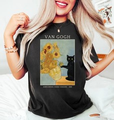 Impressionist Art Cat Graphic Tee Funny Fine Art Parody Aesthetic Shirt Unisex