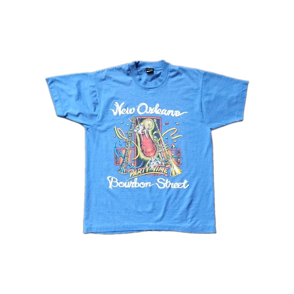 Vintage 80s New Orleans Bourbon Street Party Time Single Stitch T-Shirt USA – XL