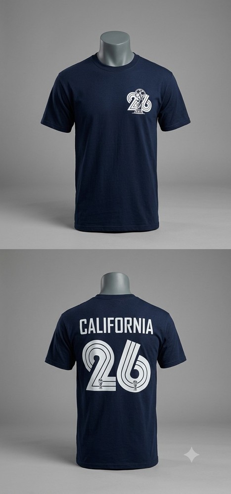 Navy “California” #26 Graphic Print Crew Neck Short Sleeve T-Shirt L Unisex