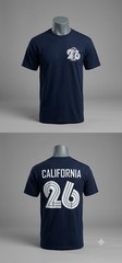 Navy “California” #26 Graphic Print Crew Neck Short Sleeve T-Shirt L Unisex