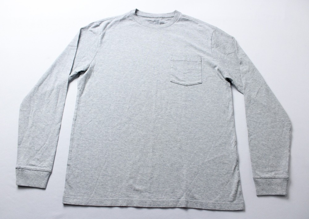 Vineyard Vines Men’s Blank Long-Sleeve Pocket T-Shirt AP2 Grey Heather Small NWT