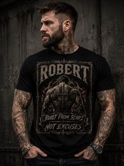 Custom Name Gothic Skull T Shirt, Tattoo Inspired Biker Tee