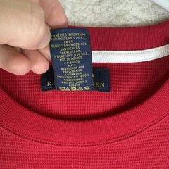 Polo Ralph Lauren Thermal Shirt Mens XL Red Waffle Knit Long Sleeve White Pony