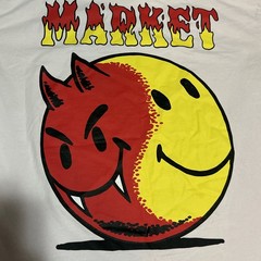 Market Smiley Good And Evil Devil Smiley Face Red Creme T-Shirt Size X-Large
