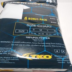 TKO Men’s Size S – Classic Fit T-Shirt 4-Pack Crew Neck T. = 2 Blk/1 Gry/ 1 Wht