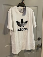 New Mens Adidas Short Sleeve Trefoil T-Shirt Size Small NWT White .
