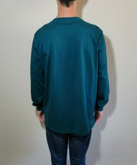 Lands End Mens Shirt Large Tall 42-44 Green Long Sleeve Cotton Tee Casual Top
