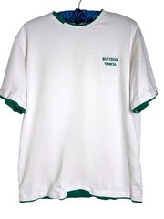 Bottega Veneta white cotton crewneck relaxed t-shirt green trim men M women L