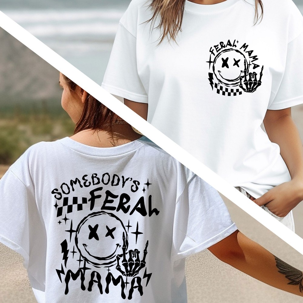 Feral Mama Shirt, Gift for mom, Mothers Day Tee, Smile Design, Skeleton Design
