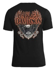 Harley-Davidson Men’s Eagle Piston Short Sleeve Crew-Neck Cotton T-Shirt – Black