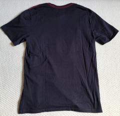True Religion Black Tee Shirt Twill Sewn Buddha Guitar Logo Mens Medium