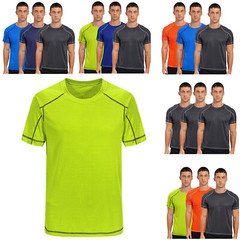 Men Top 3Pcs Tee Sport T-shirt Fitness Team Casual Swimsuit Running Round Neck